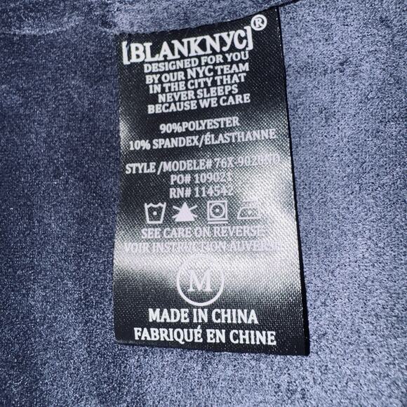 NWT Blank NYC Sz Medium Navy Blue Faux Suede Jacket Zip Front Asymmetrical Drape - Picture 6 of 8